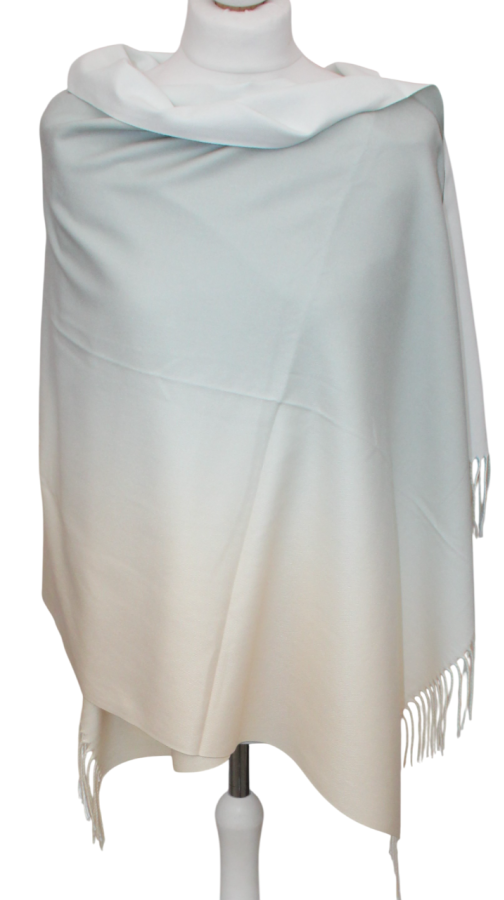 Pereinančios spalvos žalsvai gelsvas dvipusis šalikas s846