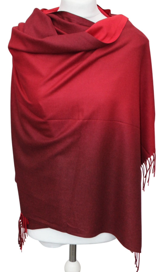 Pereinančios spalvos raudonas dvipusis šalikas s847