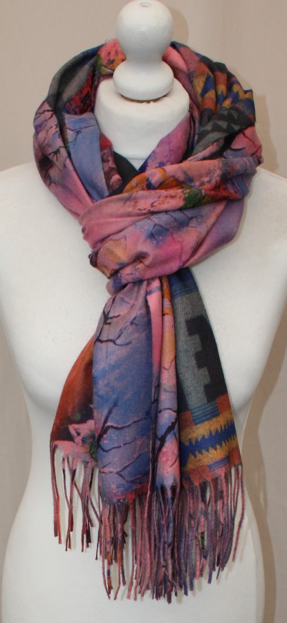 Margas violetinis dvipusis šiltas minkštas šalikas s861