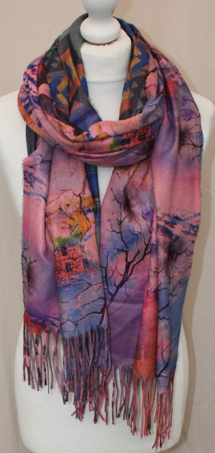 Margas violetinis dvipusis šiltas minkštas šalikas s861