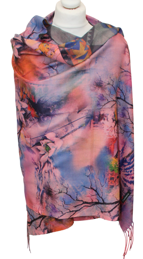 Margas violetinis dvipusis šiltas minkštas šalikas s861