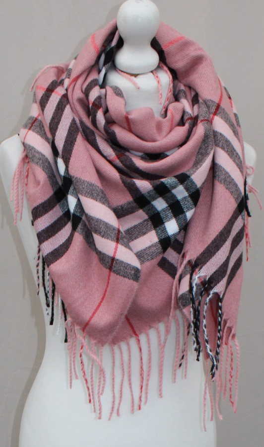 Šilta rožinė juostuota skara moterims s898