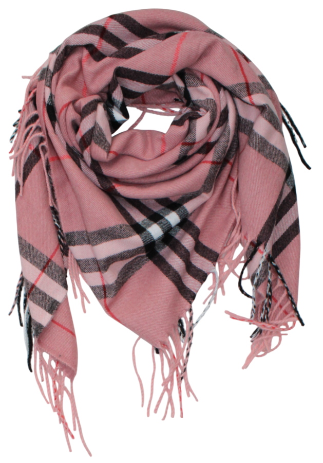 Šilta rožinė juostuota skara moterims s898