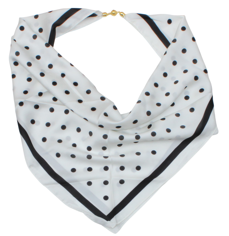 Balta taškuota skarelė su magnetiniu užsegimu „Polka Dot“ s954 Balta taškuota skarelė su magnetiniu užsegimu „Polka Dot“ s954